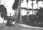 Bonde no centro de Campinas em 1912, esquina da Rua Conceição na Praça Carlos Gomes