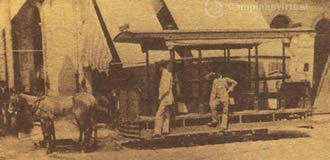 Bonde puchado por Mulas, Mercado Municipal, foto de 1913
